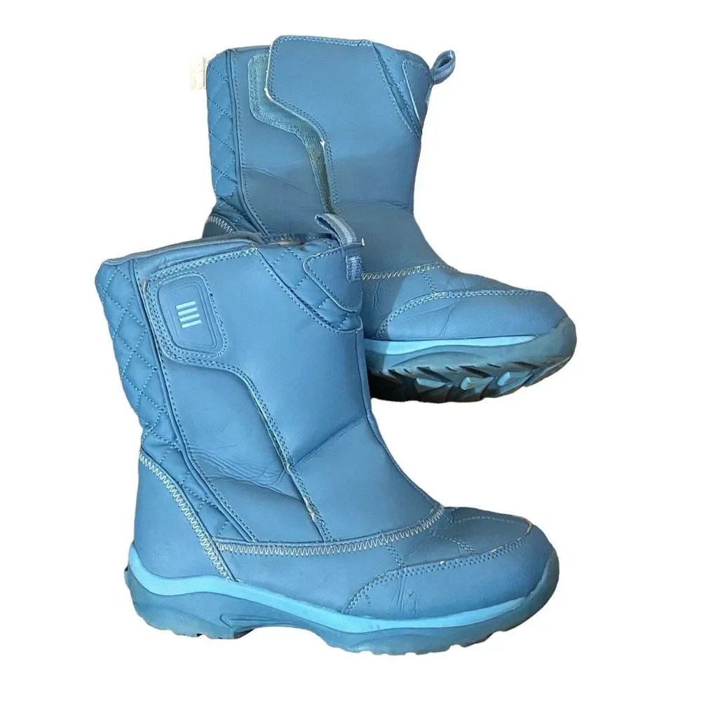 Lands' End Girls Winter Snow Boots Blue Lined Insulated Size 4